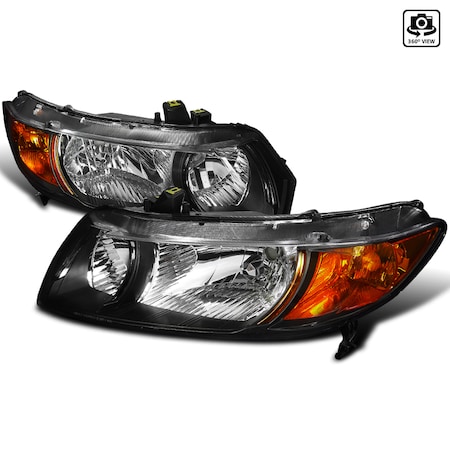 Spec-D Tuning 06-10 Honda Civic Euro Headlights Black Housing 2LH-CV062JM-RS